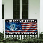 250 years of Freedom Fence Banner In God We Trust Patriotic outdoor flag