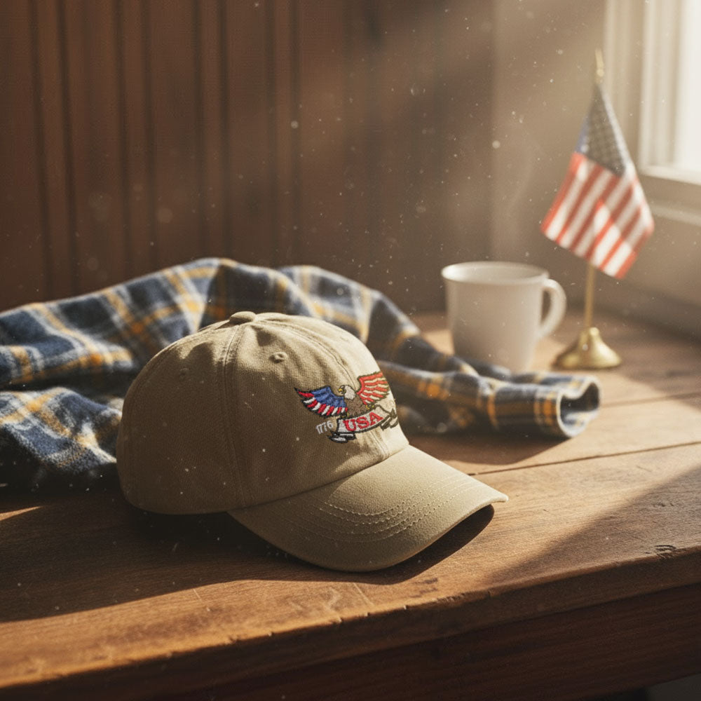 250 Years of America Patriot Washed Cap with Embroidered Eagle USA Flag
