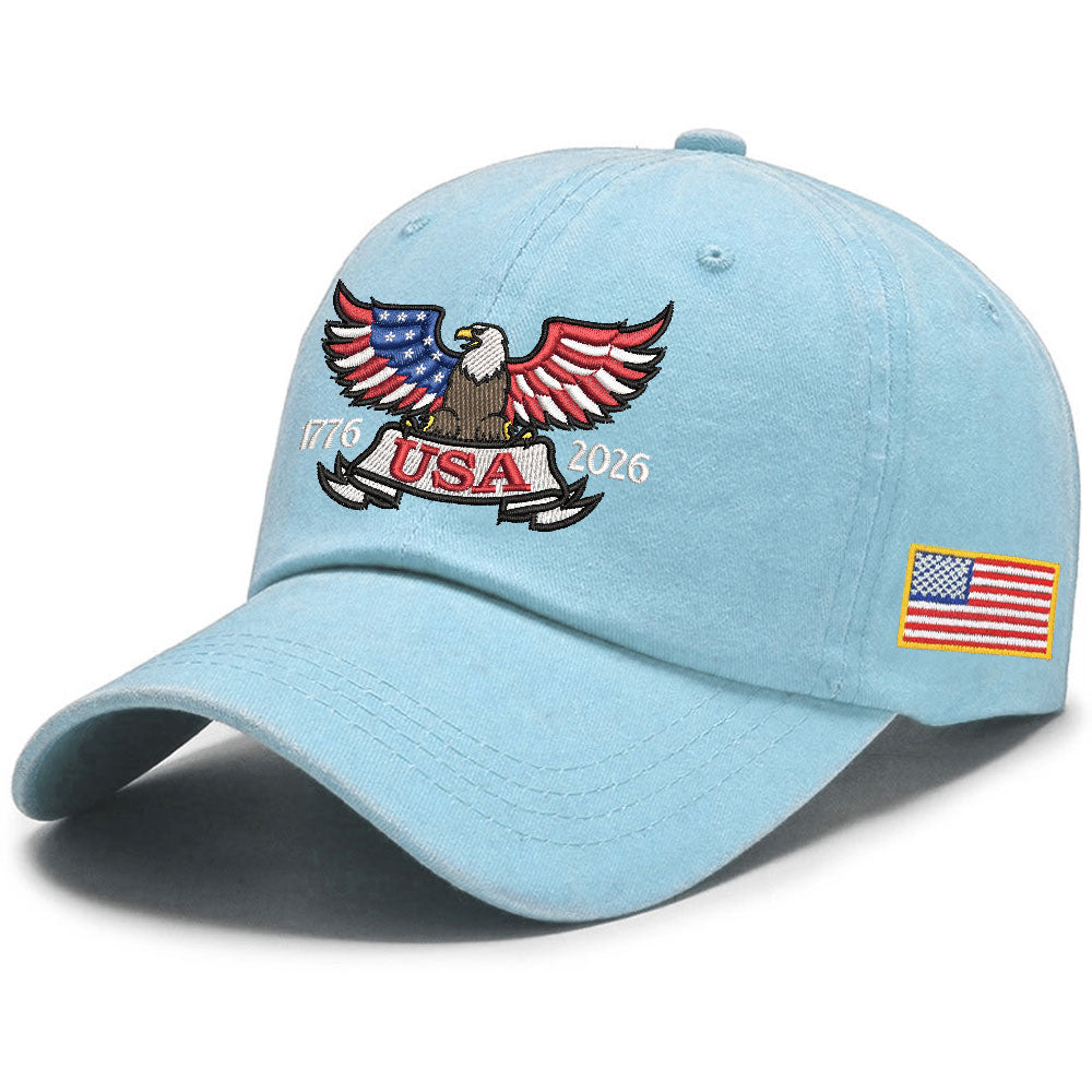 250 Years of America Patriot Washed Cap with Embroidered Eagle USA Flag