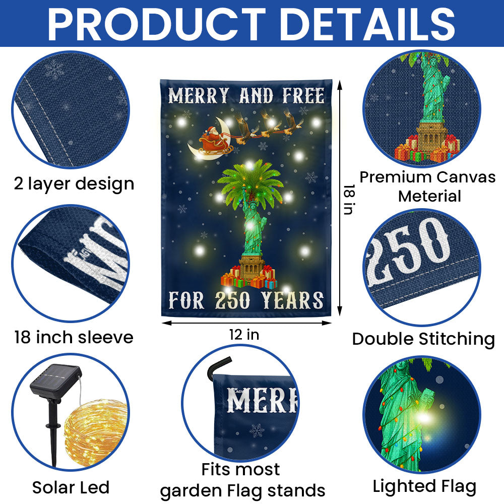South Carolina 250th Christmas Solar LED Garden Flag Santa Eagle Decor
