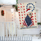 Patriotic Yellow Labrador Retriever Flag American 250th Christmas Decor
