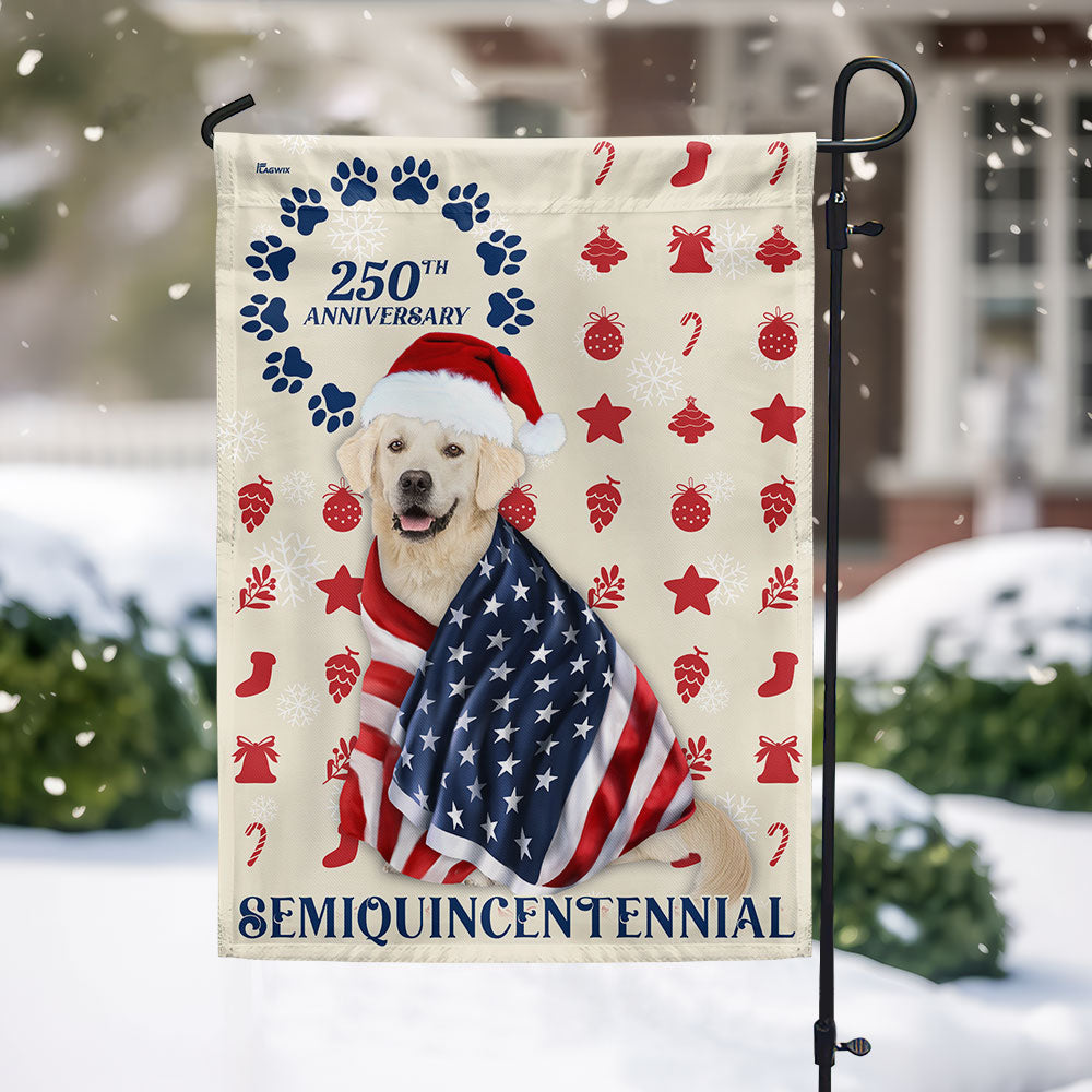 Patriotic Yellow Labrador Retriever Flag American 250th Christmas Decor