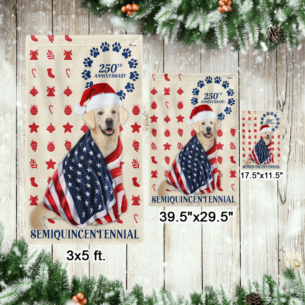 Patriotic Yellow Labrador Retriever Flag American 250th Christmas Decor