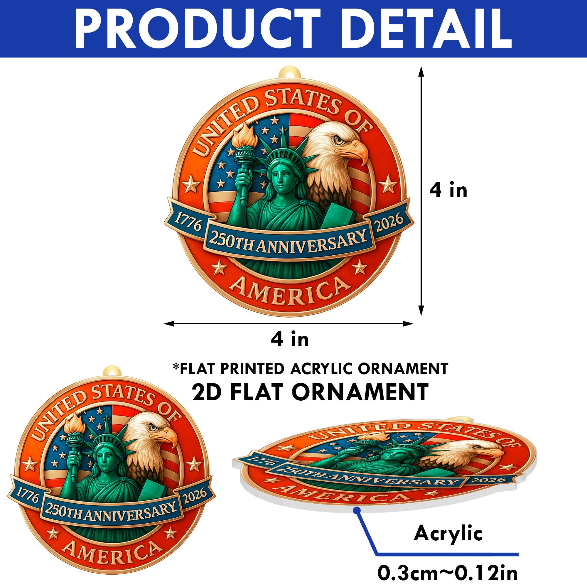 United States 250th Anniversary Ornament | Eagle Independence Day