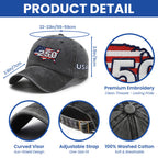 250 Years of USA Patriotic Washed Cap with Embroidered America Map