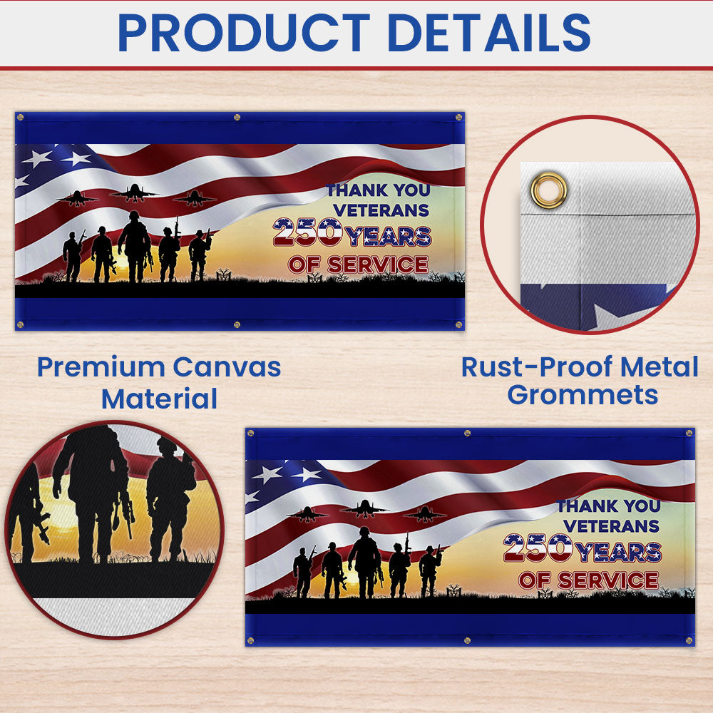 Thank You Veterans Fence Banner | Honoring 250 Years of American Freedom