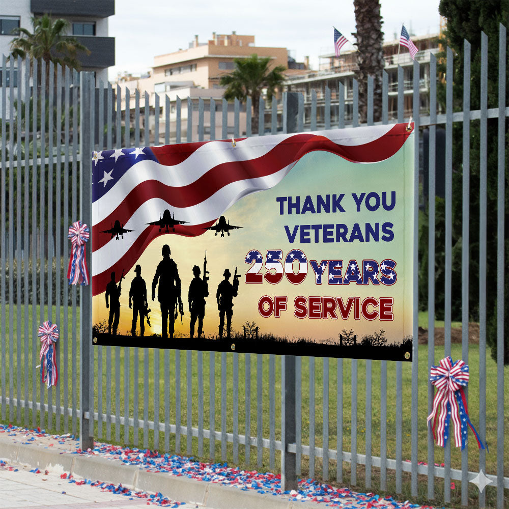 Thank You Veterans Fence Banner | Honoring 250 Years of American Freedom