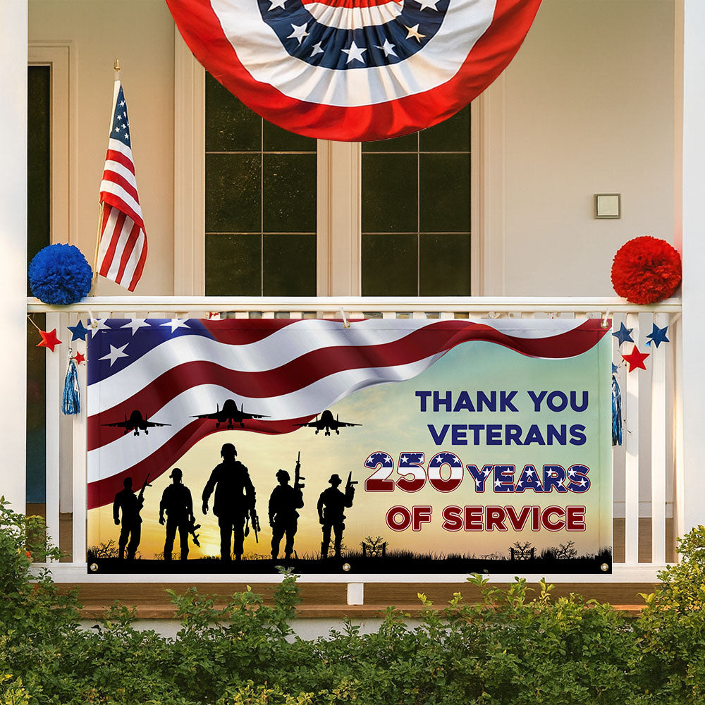 Thank You Veterans Fence Banner | Honoring 250 Years of American Freedom