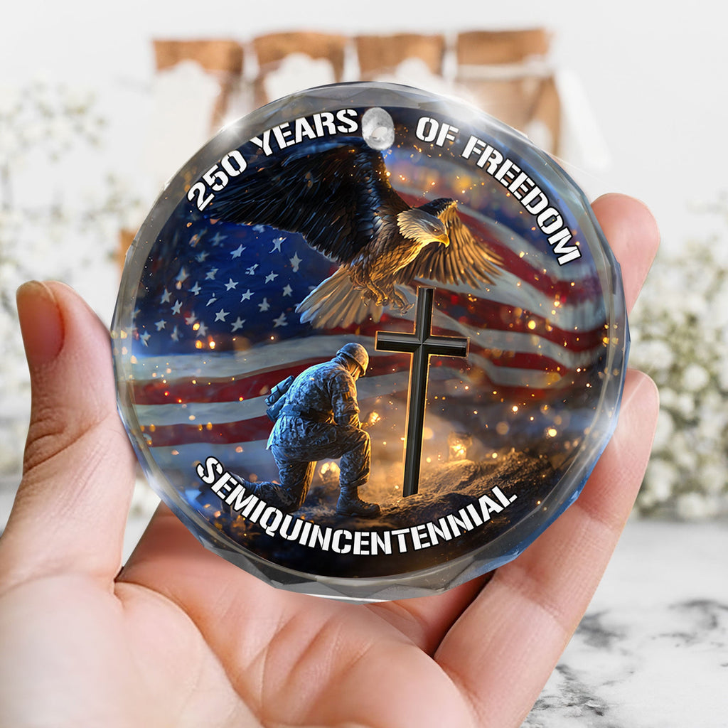 250 Years of Freedom Ornament Eagle Soldier Cross Patriotic Faith Gift