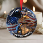 250 Years of Freedom Ornament Eagle Soldier Cross Patriotic Faith Gift