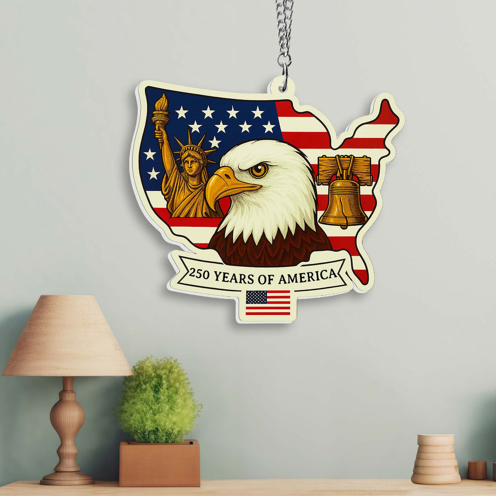 USA 250th Anniversary Suncatcher | Patriotic Eagle Liberty Hanging Decor