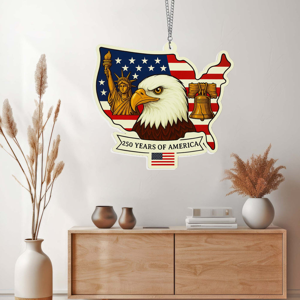 USA 250th Anniversary Suncatcher | Patriotic Eagle Liberty Hanging Decor