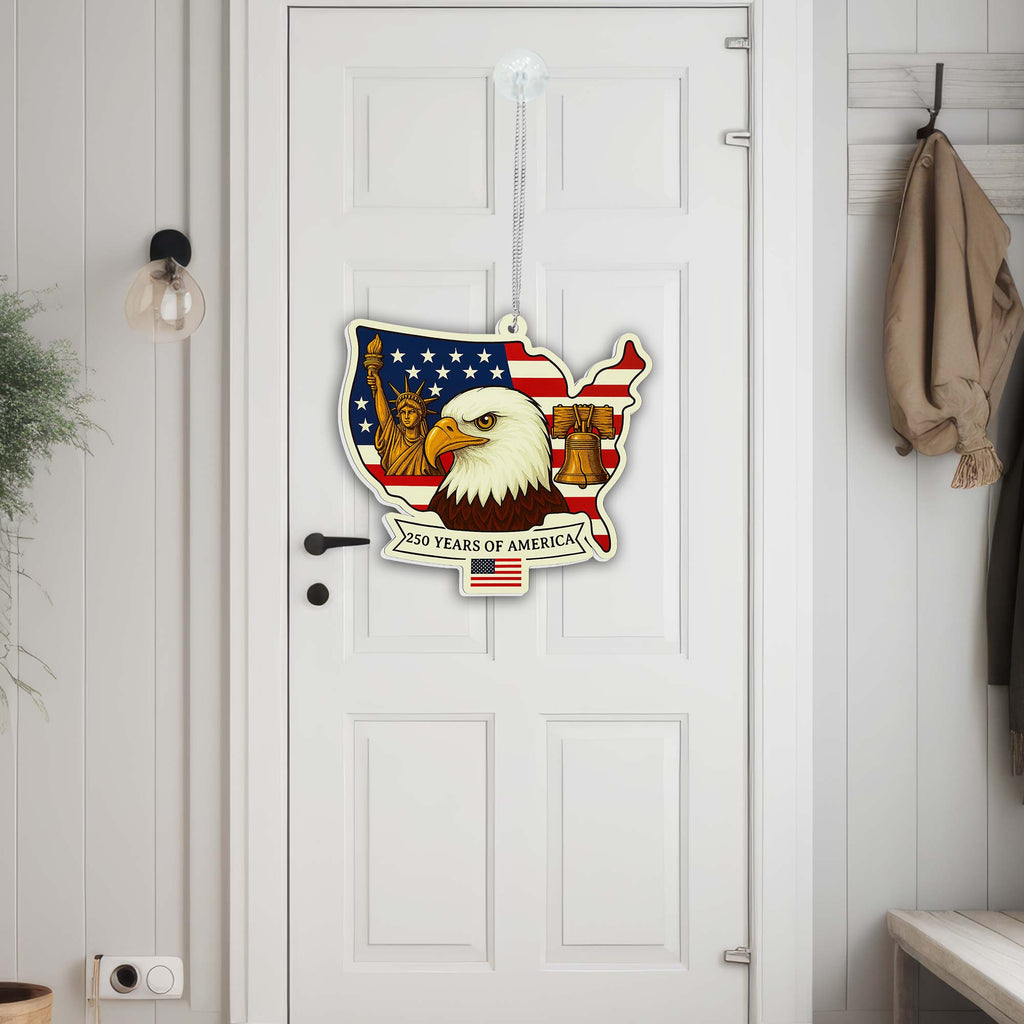 USA 250th Anniversary Suncatcher | Patriotic Eagle Liberty Hanging Decor