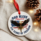 God Bless America Eagle Cross Ornament 250 Years of Freedom Patriotic