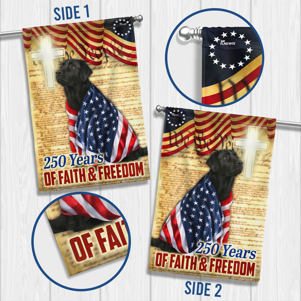 Black Labrador Patriotic Flag | 250 Years of Faith & Freedom Decor