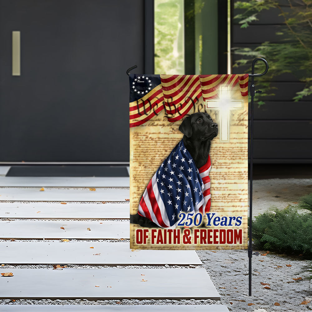 Black Labrador Patriotic Flag | 250 Years of Faith & Freedom Decor