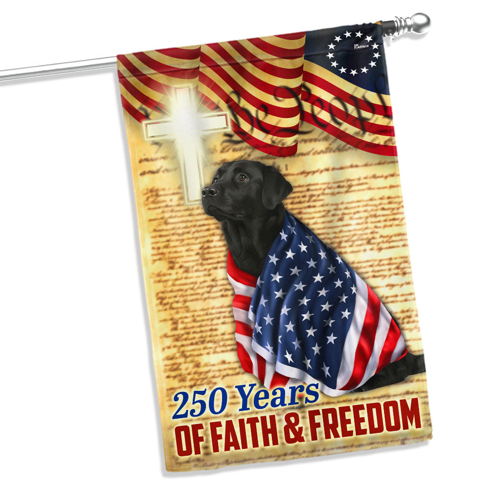 Black Labrador Patriotic Flag | 250 Years of Faith & Freedom Decor