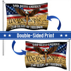 We The People Eagle Cross 250 Years of Freedom Patriotic Grommet Flag