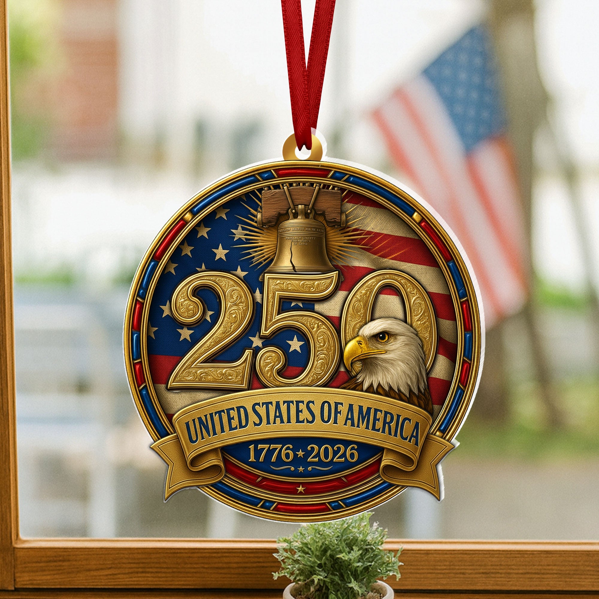 United States of America Patriotic Ornament, 250 Years Hanging Decor