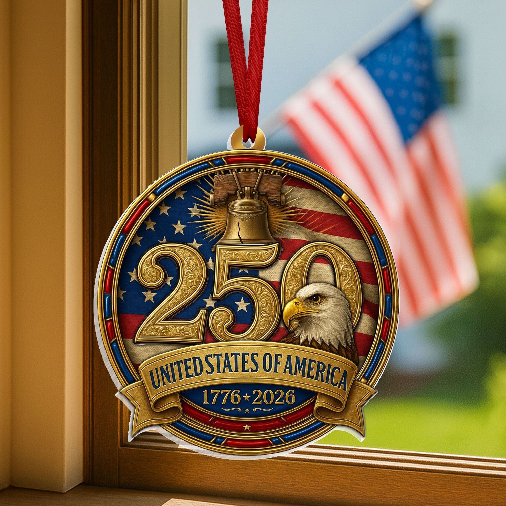 United States of America Patriotic Ornament, 250 Years Hanging Decor
