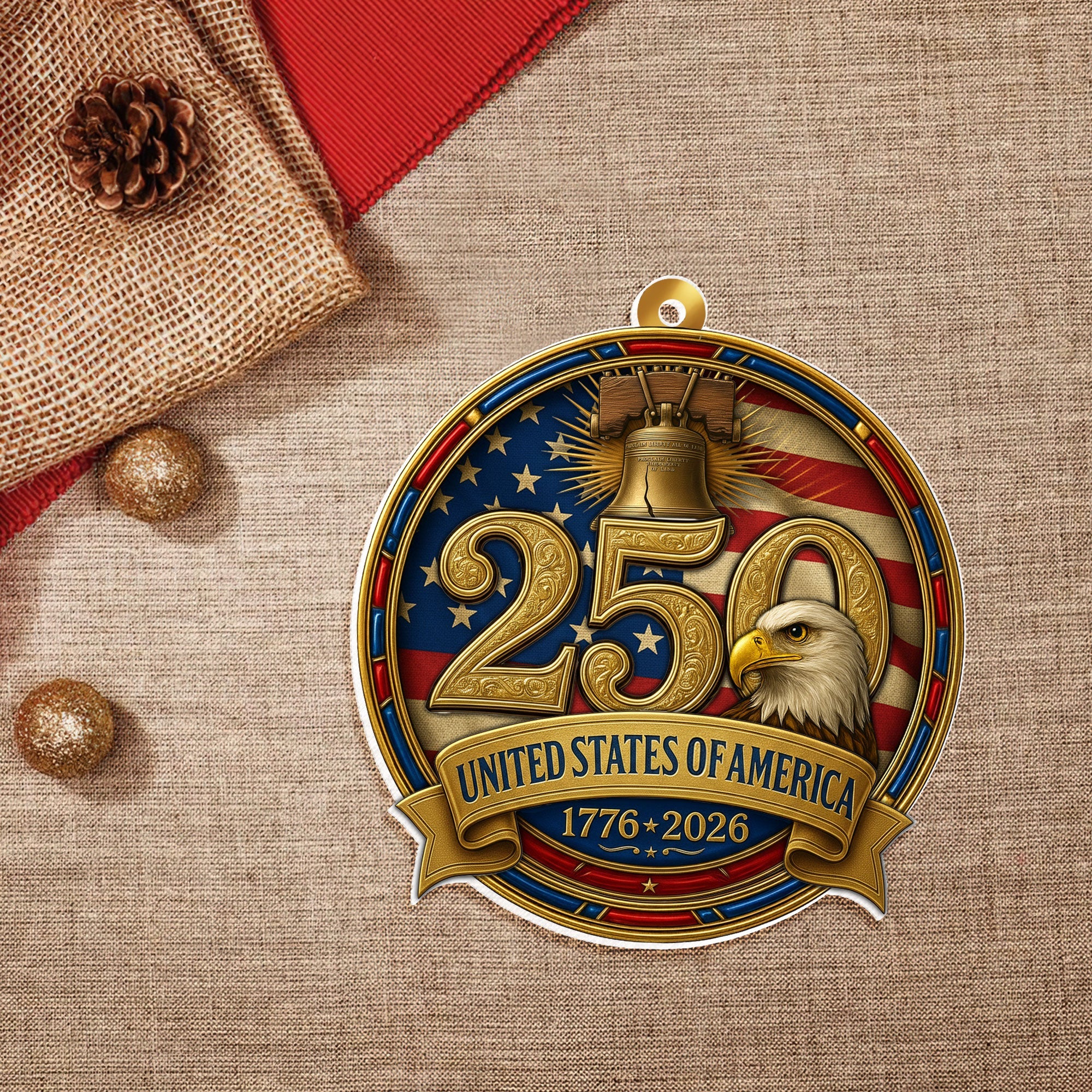 United States of America Patriotic Ornament, 250 Years Hanging Decor
