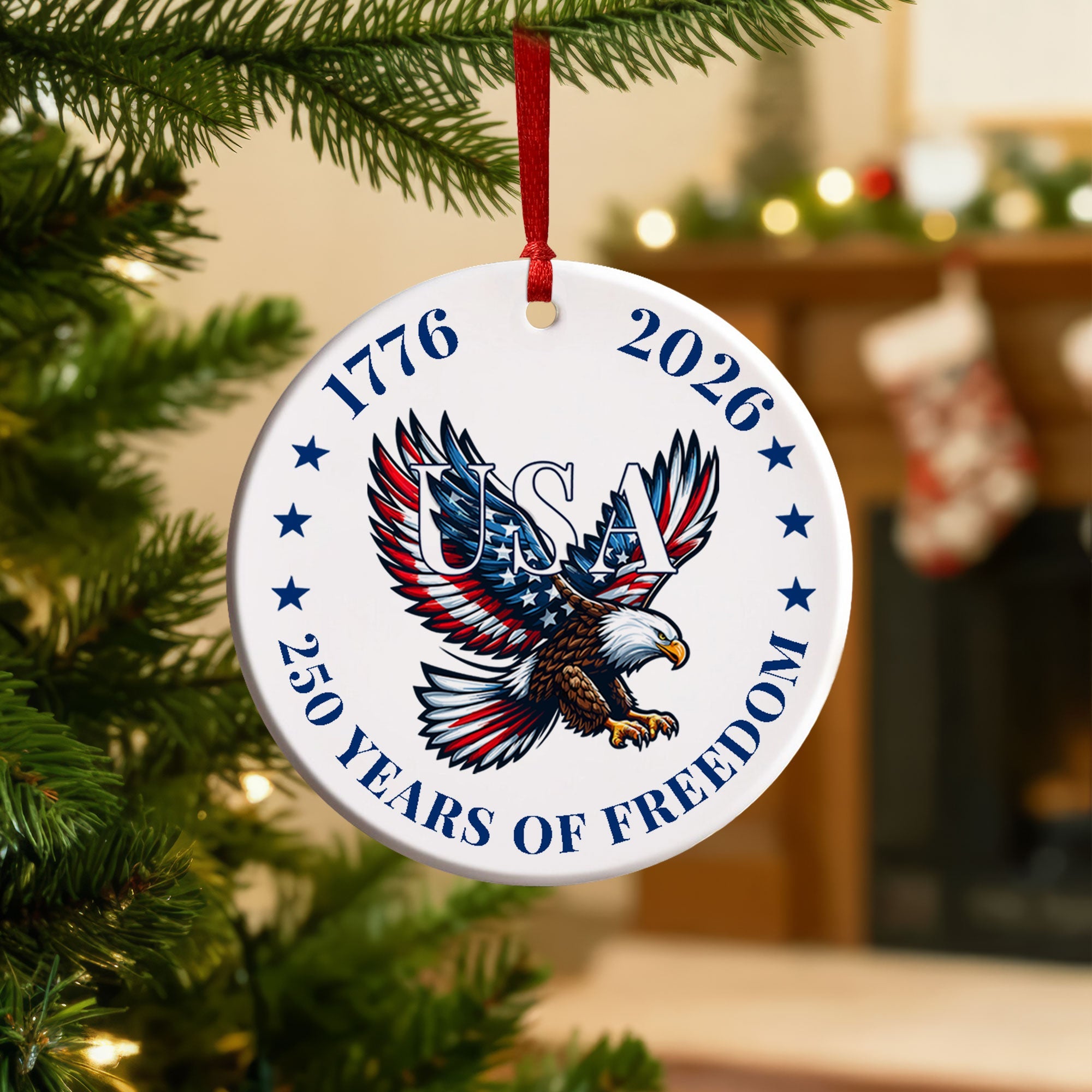 USA 250 Years of Freedom Eagle Ornament | Patriotic Christmas Decor