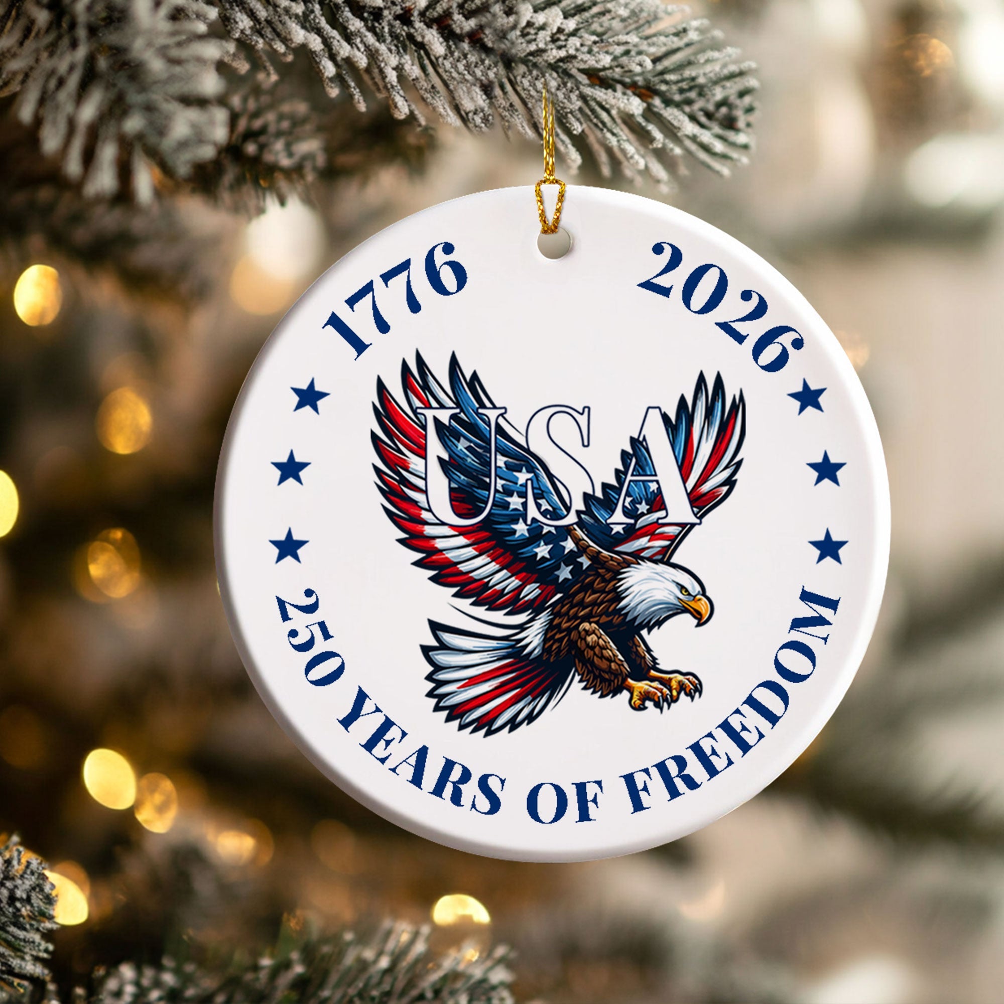 USA 250 Years of Freedom Eagle Ornament | Patriotic Christmas Decor