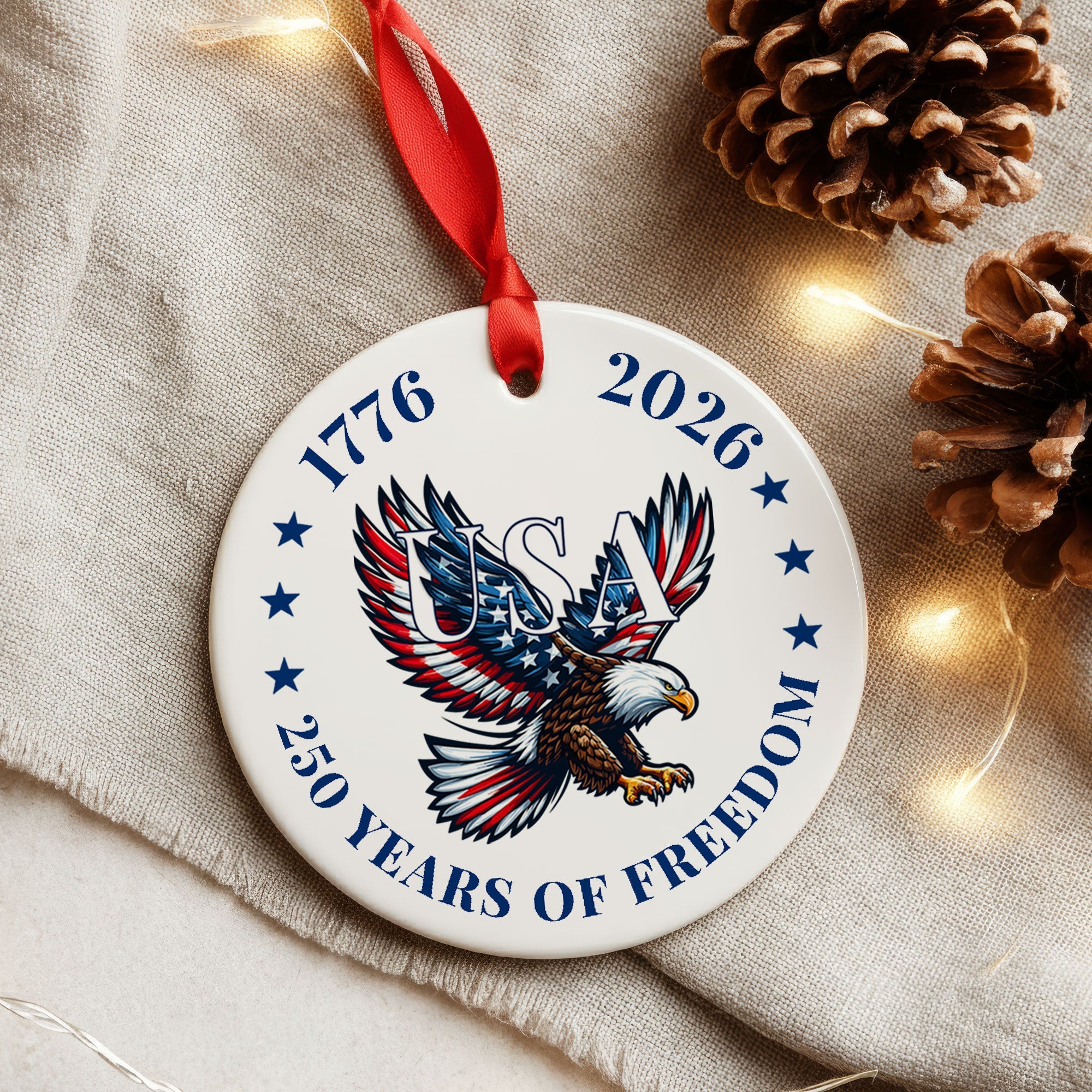 USA 250 Years of Freedom Eagle Ornament | Patriotic Christmas Decor