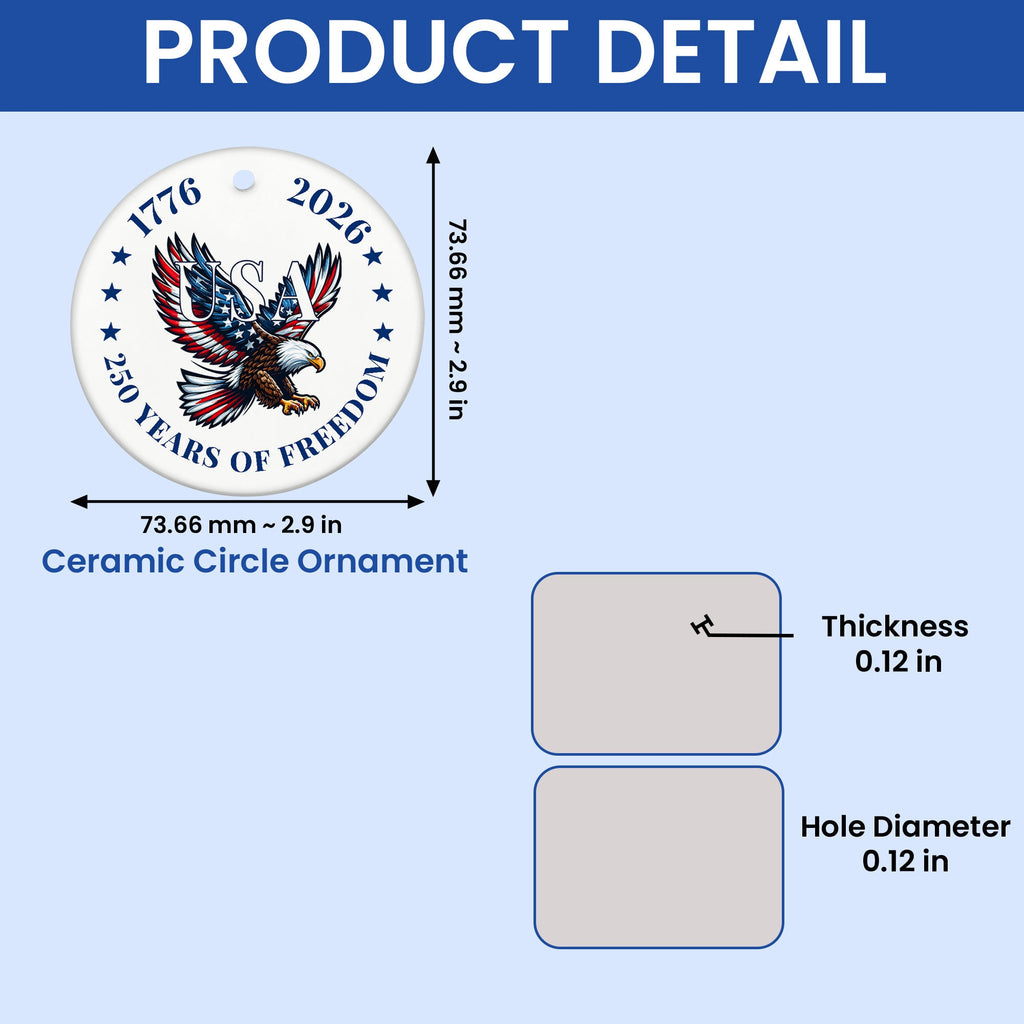 USA 250 Years of Freedom Eagle Ornament | Patriotic Christmas Decor