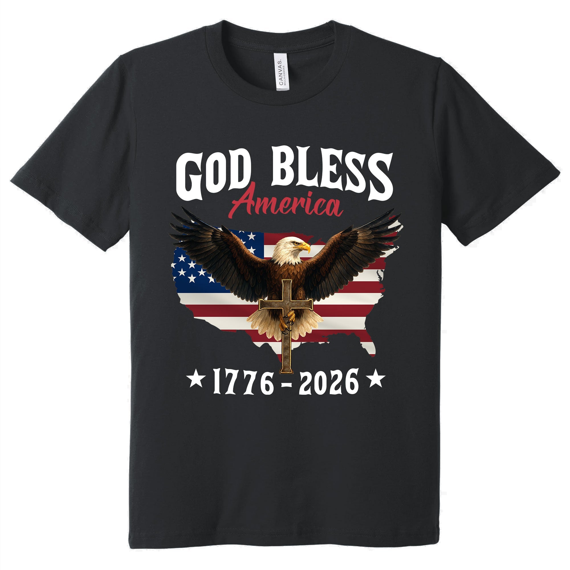 Patriotic 250th Anniversary T-Shirt | God Bless America Eagle 1776–2026 Tee
