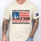 USA 250 Years of Freedom T-Shirt | Semiquincentennial Patriotic Tee