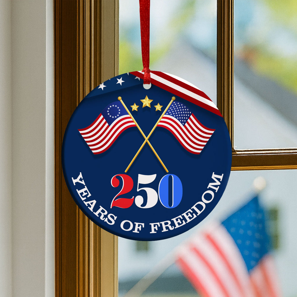 Patriotic Christmas Ornament | 250 Years of Freedom American Flag Decor