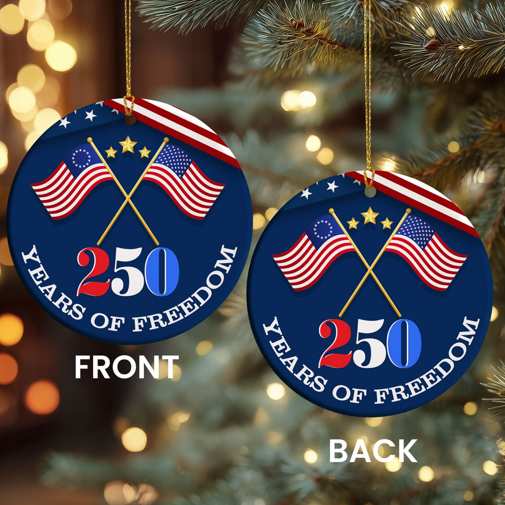 Patriotic Christmas Ornament | 250 Years of Freedom American Flag Decor
