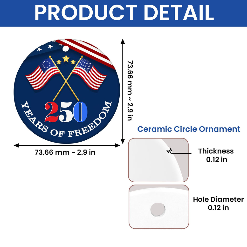 Patriotic Christmas Ornament | 250 Years of Freedom American Flag Decor