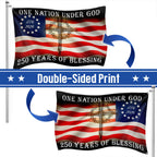 Betsy Ross 250 Years of Blessing American Cross 1776 2026 Grommet Flag