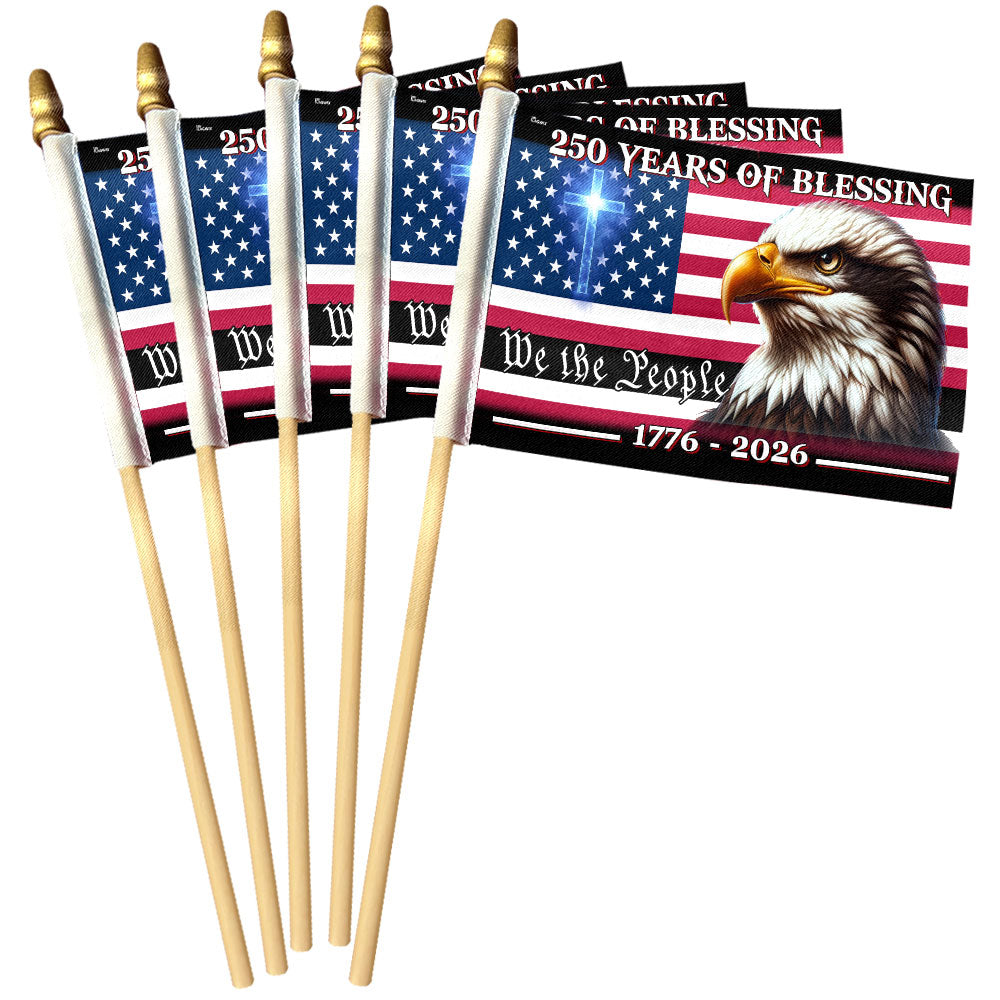 250 Years of Blessing Handheld Flag, Patriotic Eagle 1776 2026 Flag