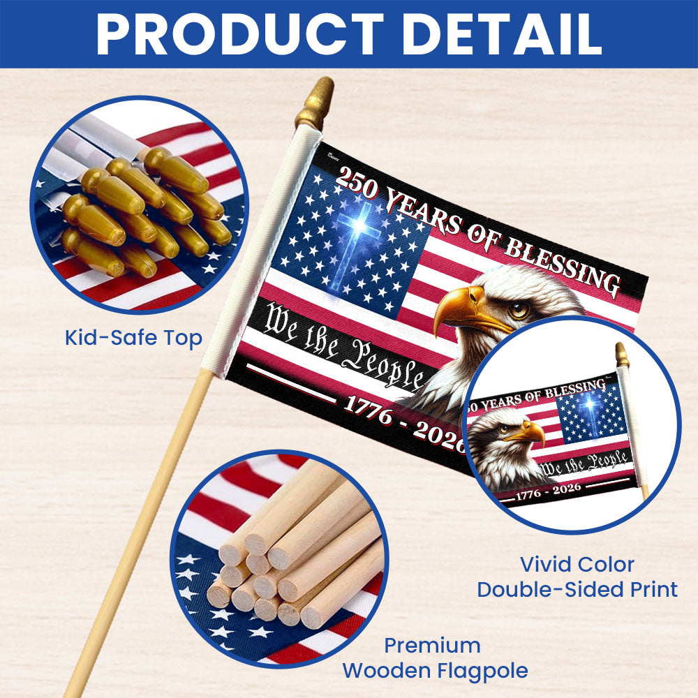 250 Years of Blessing Handheld Flag, Patriotic Eagle 1776 2026 Flag