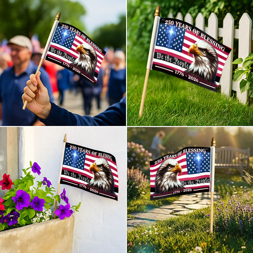 250 Years of Blessing Handheld Flag, Patriotic Eagle 1776 2026 Flag