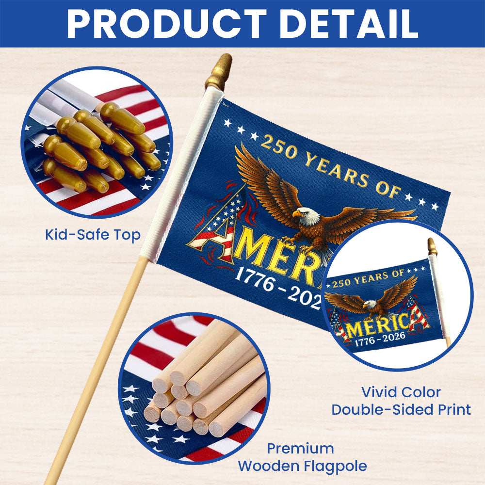 America 250th Anniversary Eagle 1776 2026 Handheld Flag for Independence Day
