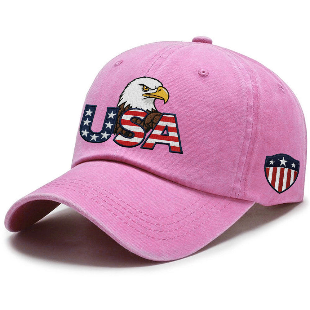 Patriotic 250 Years USA Washed Cap with Embroidered American Shield Flag