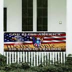 250 Years of Freedom Flag with God Bless America Patriotic Fence Banner