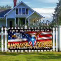 250 Years of Freedom Flag with God Bless America Patriotic Fence Banner
