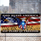 250 Years of Freedom Flag with God Bless America Patriotic Fence Banner