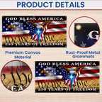 250 Years of Freedom Flag with God Bless America Patriotic Fence Banner