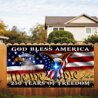 250 Years of Freedom Flag with God Bless America Patriotic Fence Banner