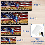 250 Years of Freedom Flag with God Bless America Patriotic Fence Banner