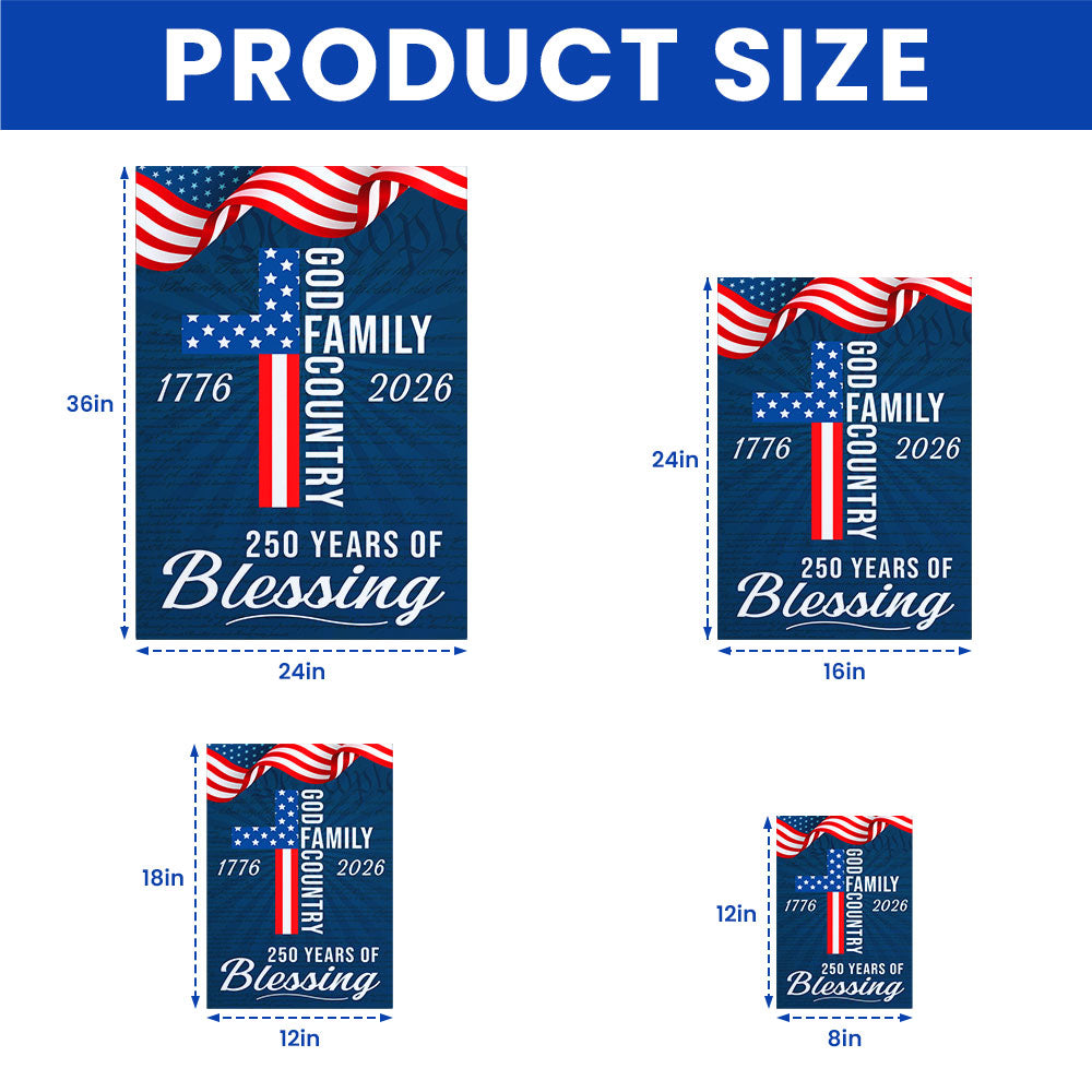 250 Years of Blessing Patriotic Christian with Painting American Flag Canvas Wall Art