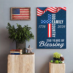 250 Years of Blessing Patriotic Christian with Painting American Flag Canvas Wall Art