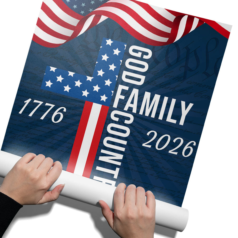 250 Years of Blessing Patriotic Christian with Painting American Flag Canvas Wall Art
