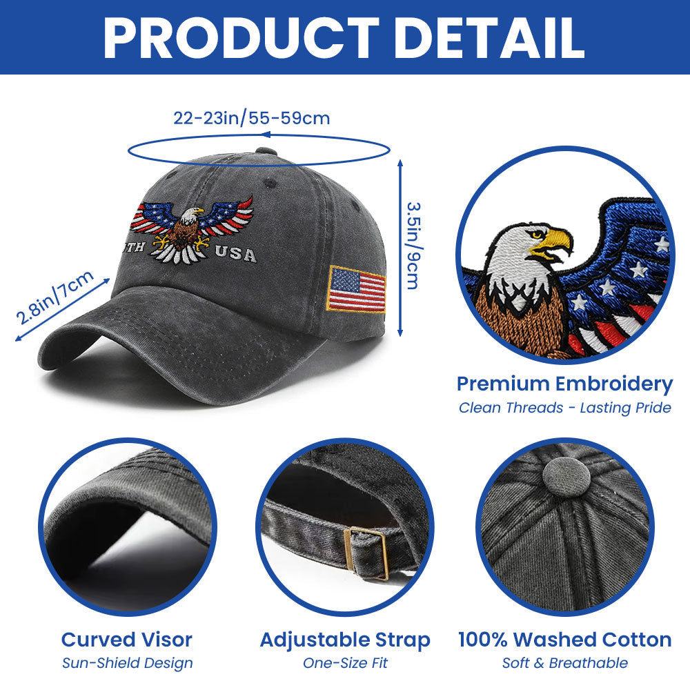 250th Anniversary USA Patriotic Washed Cap with Embroidered American Flag